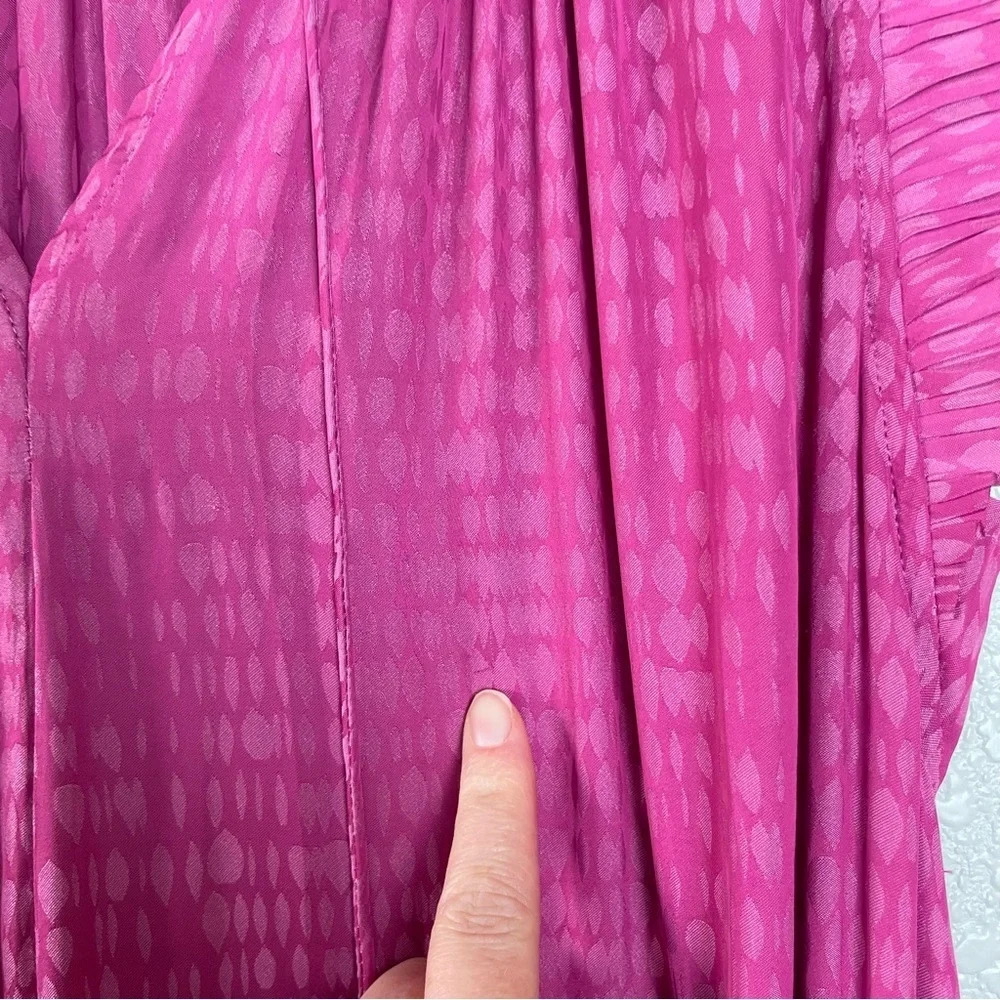 Magenta Pink Musette Mini Dress Barbie Size Medium Tiered Ruffle Hem Rush Satin - Picture 14 of 14
